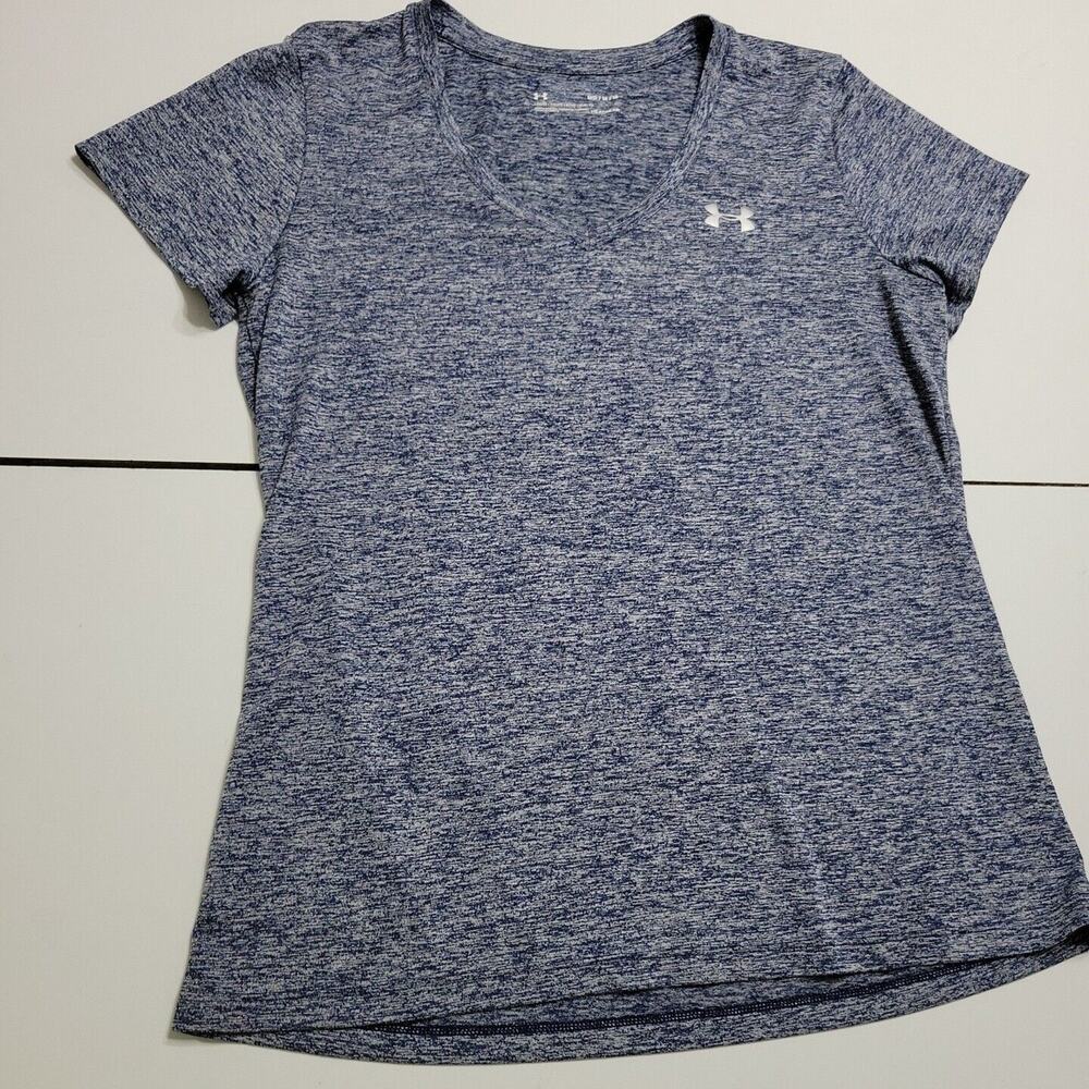 Under Armour Shirt Womens Medium Heather Blue Short‎ Sleeve Comfort Stretch Tee